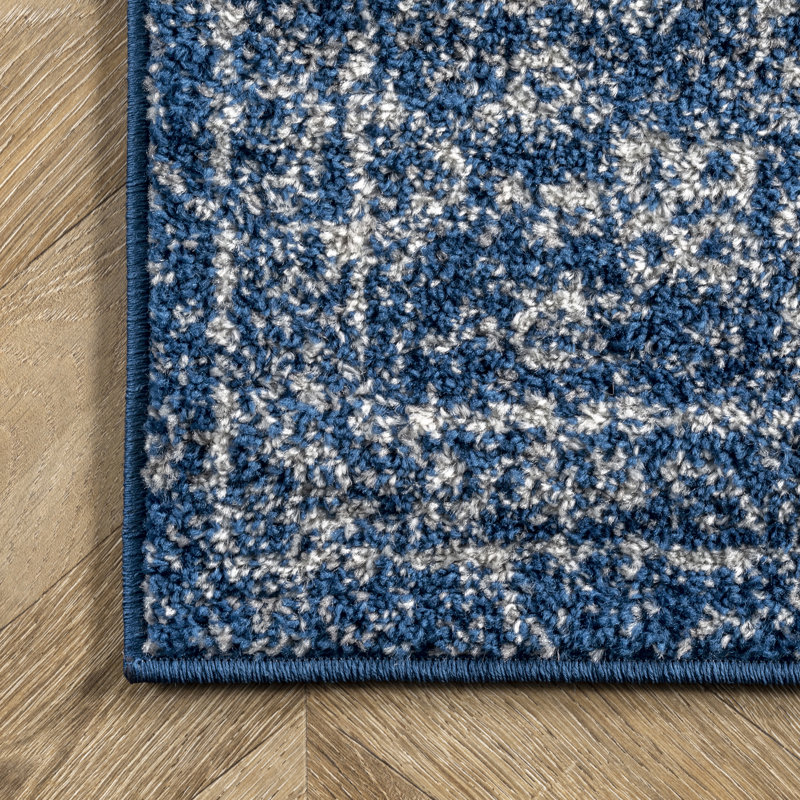 Mercury Row® Utterback Performance Dark Blue/White Rug & Reviews Wayfair